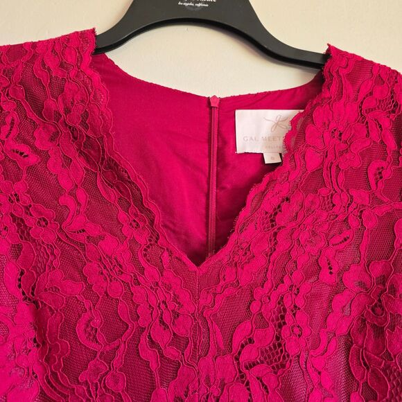 Gal Meets Glam Stella Lace Dress in Raspberry Red RARE Midi Size 6 - Picture 9 of 9